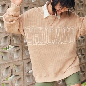 Aerie Chicago Light Tan waffle Sweater